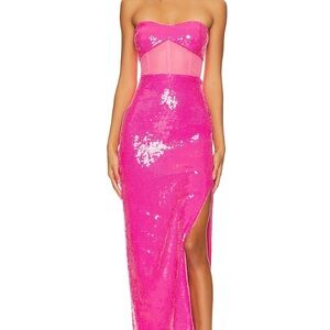 Pink Sequin Strapless Gown